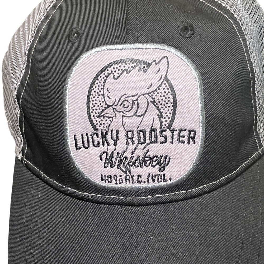 Lucky Rooster Whiskey Infinity Trucker Hat Men Gray   Mesh Snapback Adjustable - Picture 2 of 5